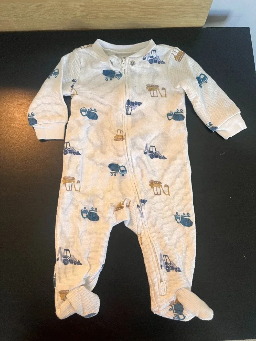 [$2 in a bundle] Carter's 6m waffle footie pajama with construction pattern
